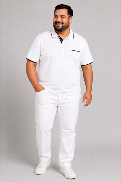 ANNEX Large Size Cotton Comfortable Fit Daily Use Polo Collar Men's T-Shirt