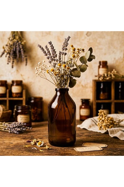 junibeliw Multi-purpose decorative amber cylinder vase 250ml (without flowers...