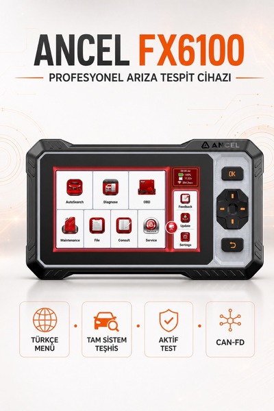 ANCEL FX6100 OBD2 Arıza Tespit Cihazı Türkçe Menü Aktif Test 15+ Servis CAN-FD