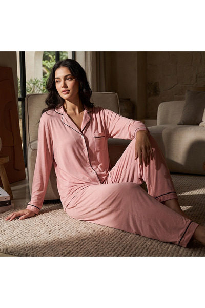 FAV CLASSIC COLLAR TOP WITH WIDE LEG PANT