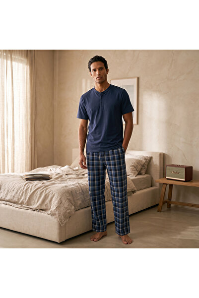 FAV HENLEY TEE WITH CHECK BOTTOM SET
