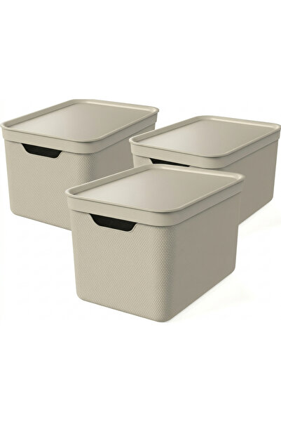 Rotho Jive Deco Kapaklı Depolama Kutusu 16 L (3'lü Set)