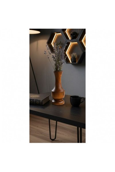 Handmade Decorative pine wood vase – burned and varnished, finish, rustic style