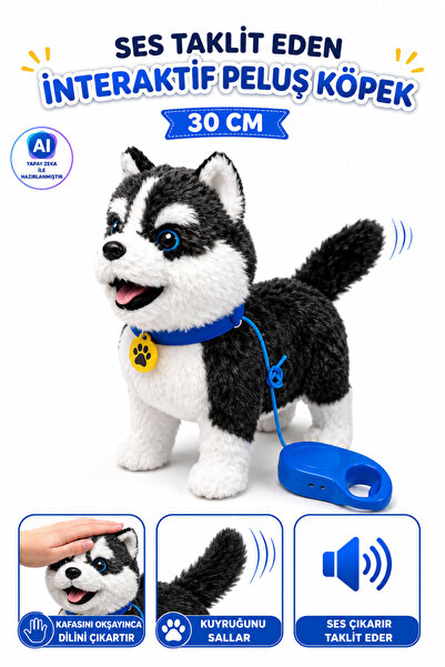 TRENDZONE Şarjlı Ses Taklit Eden İnteraktif Peluş Köpek 30cm – Kuyruk Sallaya...