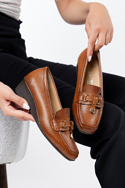Elile Shoes Genuine Leather Wedge Heel Comfort Women's Shoes in Sizes 33-34-3...