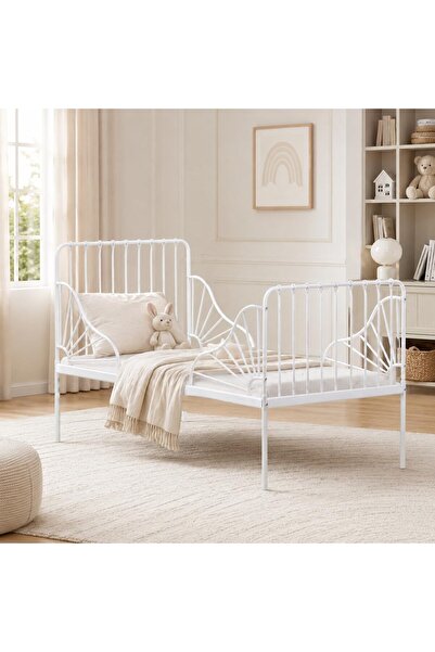 SAHABA Metal Baby Bed, Toddler Bed Frame, 170 x 80 cm Single Bed Frame, Stora...