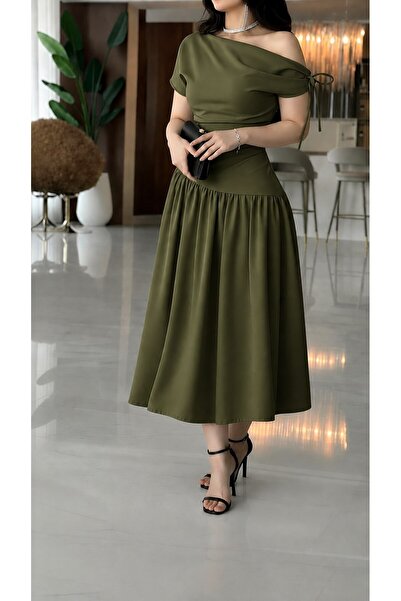 Jood Women's Off Shoulder Tie Side Midi Dress