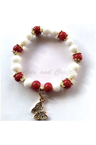 Handmade Bracelet for March 1 - butterfly pattern with pebbles