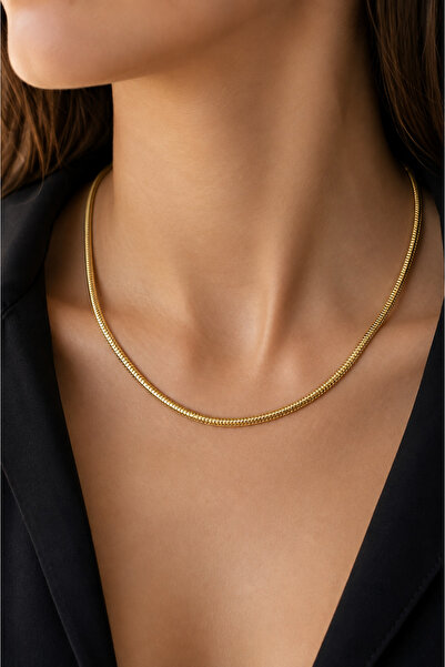 XUPİNGS JEWELRY قلادة نسائية بسلسلة ذهبية اللون على شكل جلد السمكة - قلادة بس...