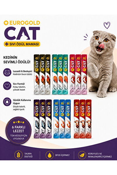 EuroGold Sıvı vı Kedi Ödül Maması 15 Gr × 18 Adet