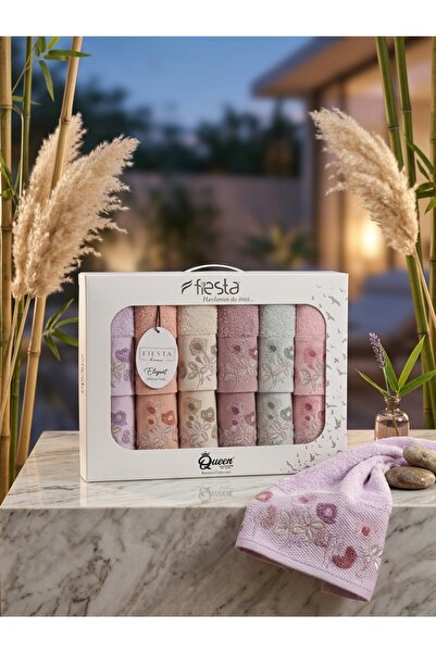 Fiesta Tekstil Süzene Bambu 12 Parça Analı Kızlı Alice Havlu Seti