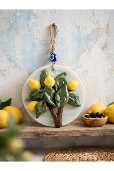 Dekor köşesi Dekoratif Boncuklu ve Nazarlıklı El Yapımı Seramik Limon Ağacı S...