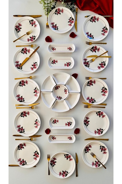 Hooly Home Kar Çiçeği 12 Kişilik 23 Parça Modern Kahvaltı/Brunch Takımı