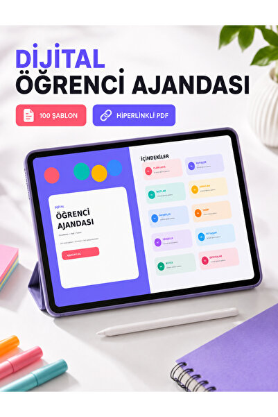 North Creative Hiperlinkli Dijital Öğrenci Ajandası 100 Şablon PDF Iphone iPa...
