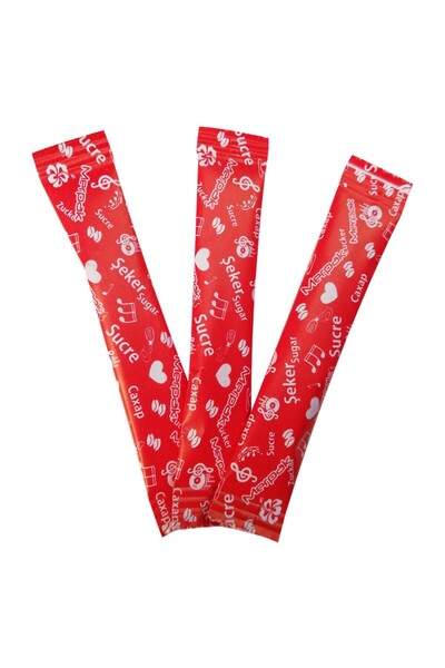Merpak Ambalaj Stick Şeker 6 KG(Net) 2000 Adet Kırmızı Baskılı Şeker 3 gr x 2000'li