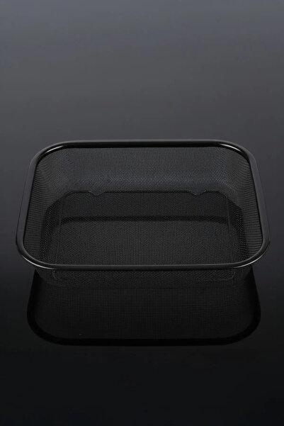 Tasarım Evi Modern Siyah Metal Süzgeç | Çok Amaçlı Dikdörtgen Tel Sebze Meyve Yıkama ve Servis Sepeti 30x22 Cm
