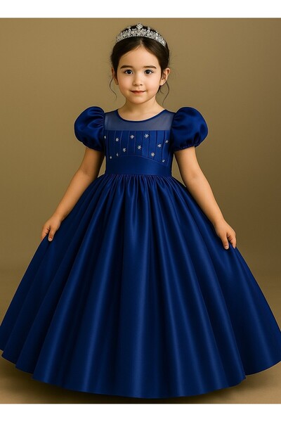 mikeonscosmetics Girl's Fancy Fluffy Evening Dress with Crown Accessory, Ston...