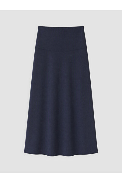 LC Waikiki Lcw Modest Navy Blue A-Line Skirt with Elastic Waist