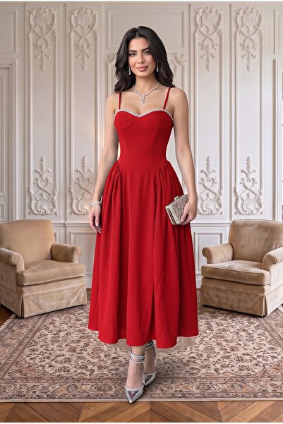 ALFUDO Moda Collection Evening & Prom Dress - Red - Flared skirt