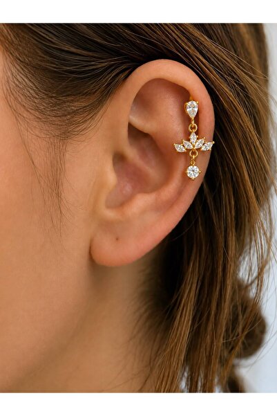 Arescollection 1 ADET ZİRKON TAŞLI HELİX FLAT LOBE UYUMLU PİERCİNG