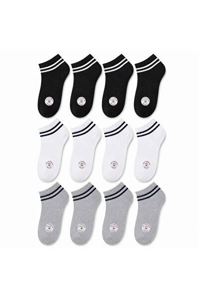 WomanAndKids Wak Unisex Striped Short Bootie Socks 12 Pairs, 85% Cotton Recyc...
