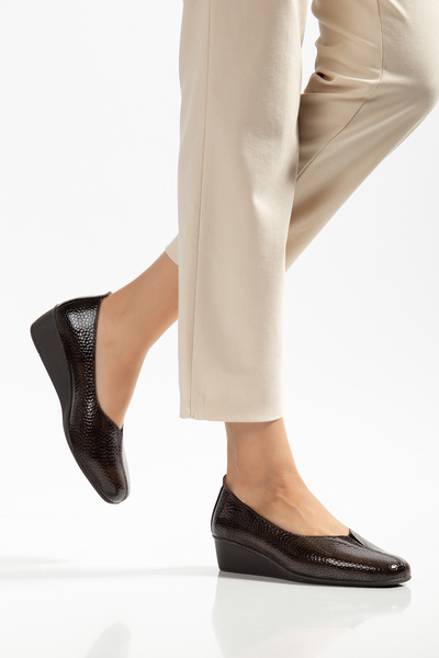 Elile Shoes Genuine Leather Wedge Heel Comfort Women's Shoes in Sizes 33-34-3...