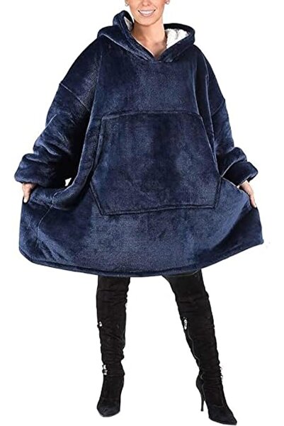 GENERAL Hooded Blanket Jacket with Thick Fleece Layer Soft and Warm Design wi...