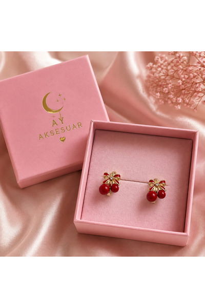 XUPING JEWELRY antialerjik çocuk küpesi kırmızı ponponlu