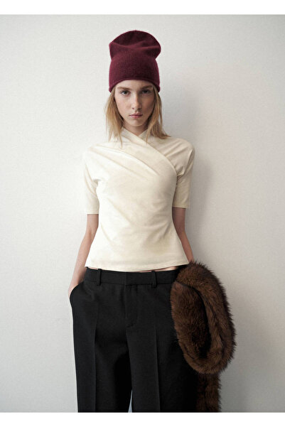 MANGO Woman Fitted wrap-effect top