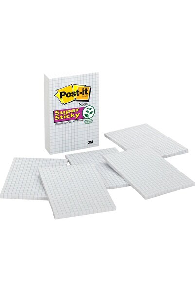 Post-it Süper Yapışkan Notlar, 4x6", 3 Ped, 2x Yapıştırma Gücü, Mavi Izgara Ç...