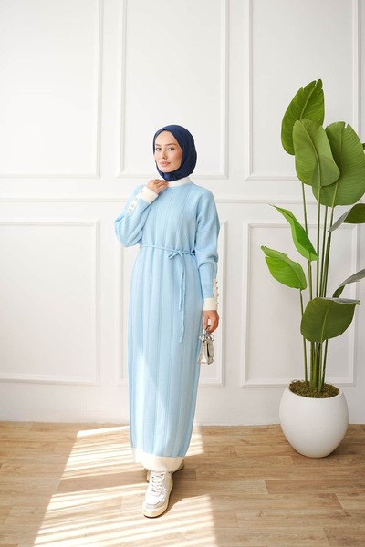 ankanoor Modest Dresses - Blue - Straight
