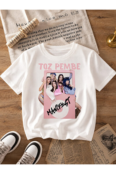 cc collection Kız Çocuk Manifest Toz Pembe Baskılı Bisiklet Yaka Tişört