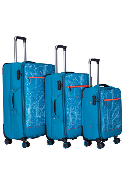 CASLON Set 3 Trolere S+M+L, Extensibile, Textil, 4 Roți Duble 360°, Închidere...