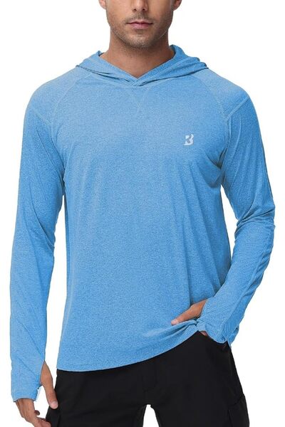 GENERAL Rodbox Men's Uv Sun Protection Long Sleeve Hooded T-Shirts Sun Protec...