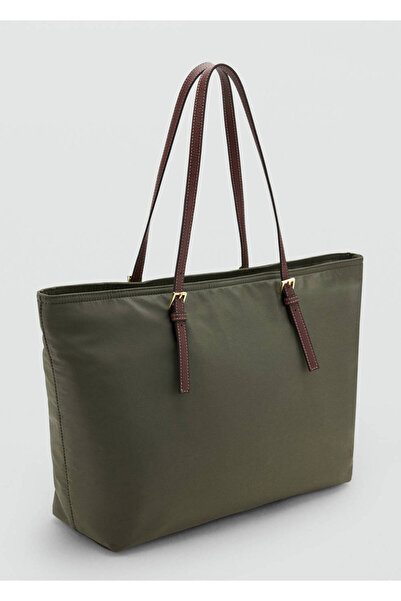 MANGO Woman Tote bag with contrast leather-effect handles