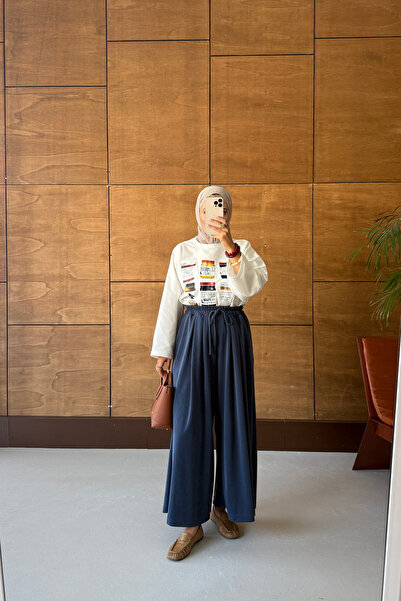 ensade Trousers - Dark blue - Wide leg