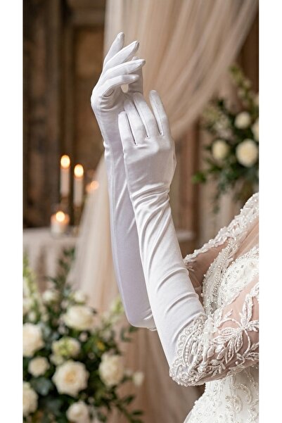 Massaltay Long Satin Bridal Gloves White Prom Gloves Wedding Marriage Engagem...