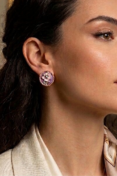 Nazellaa Steel Earrings - Purple - Zircon