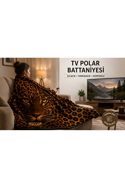 Gülceğiz Home TV POLAR BATTANİYE LEOPAR DESEN