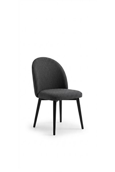 Generic Brand كرسي طاولة طعام قماشي بتصميم عصري وأرجل معدنية سوداء