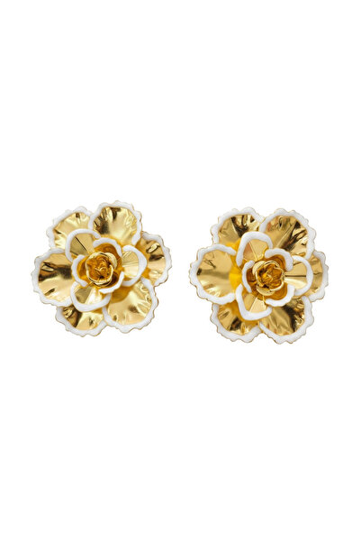 1PARÇAMAVİ Steel Earrings - White - Without Stone