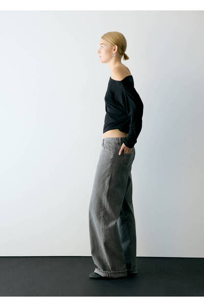 Mango Teen Striped jacquard wide-leg jeans