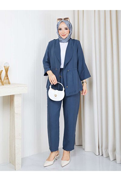 ELAY Fashion Kadın Beli Bağcıklı Rahat Kalıp İkili Takım