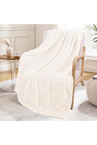 GENERAL Exclusivo Mezcla Large Flannel Fleece Blanket with Leaf Pattern in So...