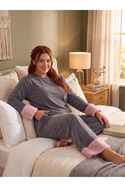 Lohusa Homewear Plus Size Pajama Sets - Gray - Long