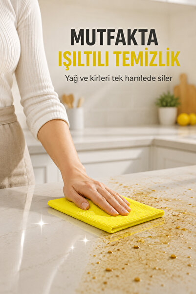 SİLVER HOME 20'li Rulo Mikrofiber Temizlik Bezi 25x30 cm Çok Amaçlı Lazer Kesim Süper Emici Kopart Kullan Sarı