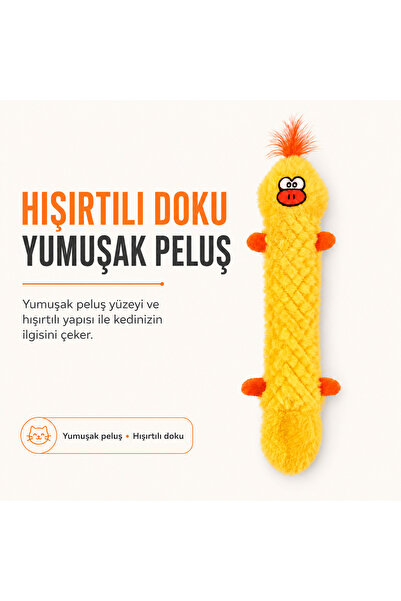 Miyav Peluş Ördek - Hışırtılı Ördek Kedi Tekmeleme Oyuncağı