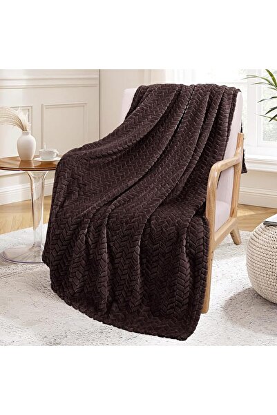 GENERAL Exclusivo Mezcla Large Flannel Fleece Blanket with Leaf Pattern in So...