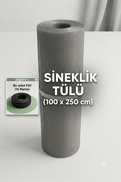 Genel Markalar SİNEKLİK Tül teli 100x250 +SİYAH 15 METRE FİTİL
