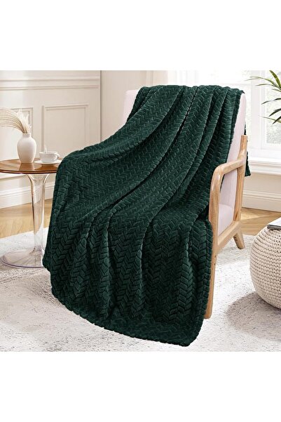 GENERAL Exclusivo Mezcla Large Flannel Fleece Blanket with Leaf Pattern in So...